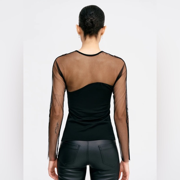 Chic Black Mesh Marcella Long Sleeve Top - Picture 6 of 7